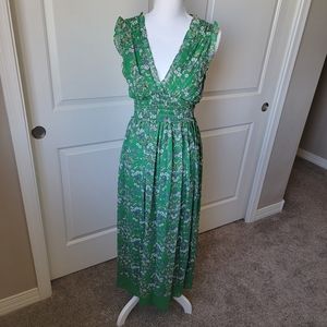 Max Studio green floral maxi dress size S